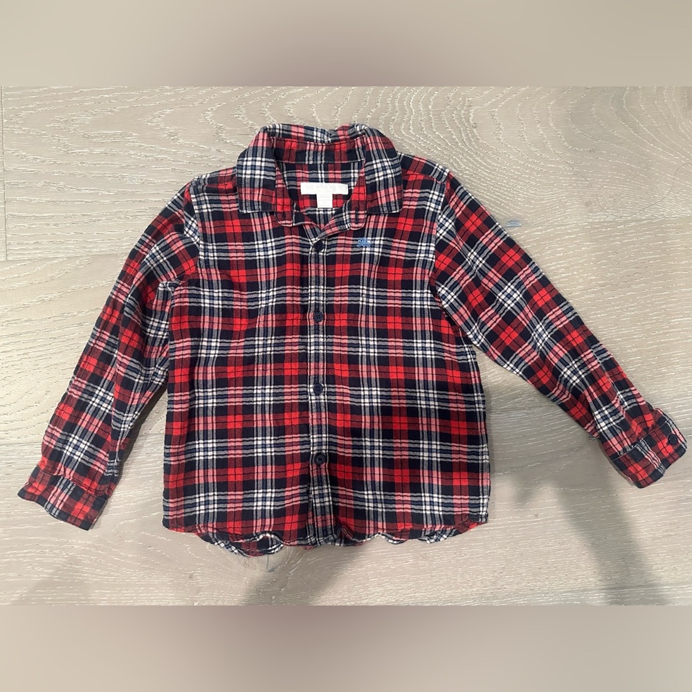 Authentic Burberry Boys Kids Red plaid Long Sleeve Shirt 2 3 4